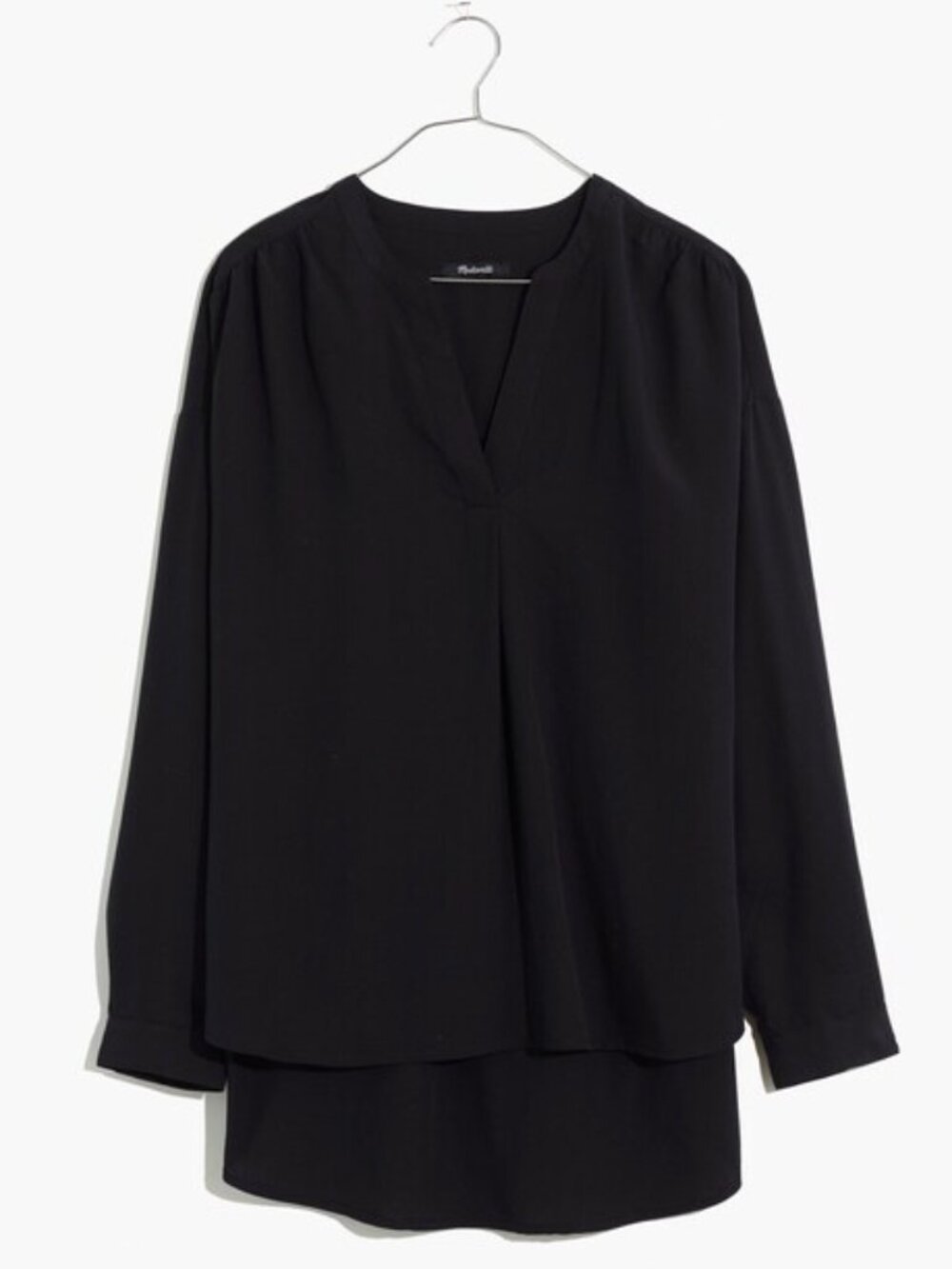 Madewell Sandwashed Popover Top Black Long-Sleeved Size Medium